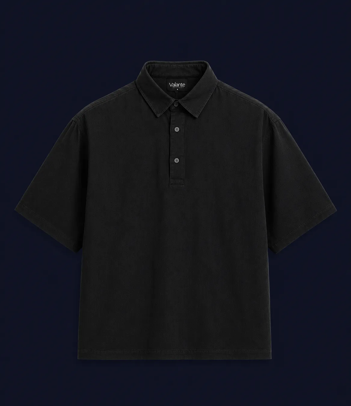 Linen Blend Polo Shirt — Black