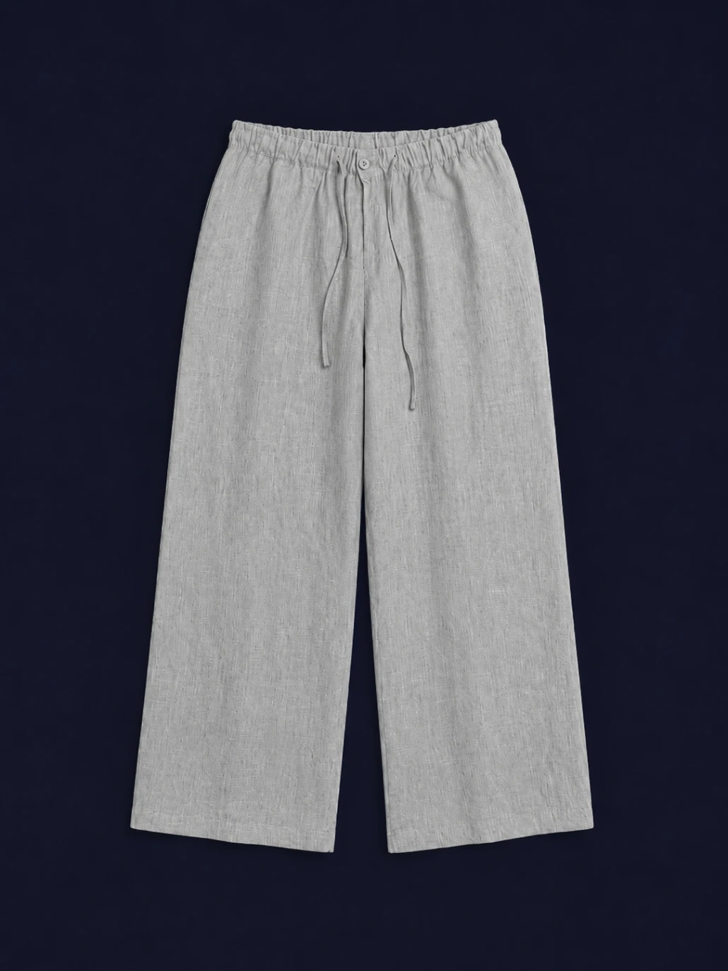 Relaxed Linen Wide-Leg Pants — Grey