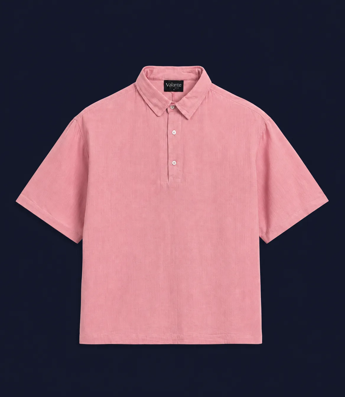 Linen Blend Polo Shirt — Pink
